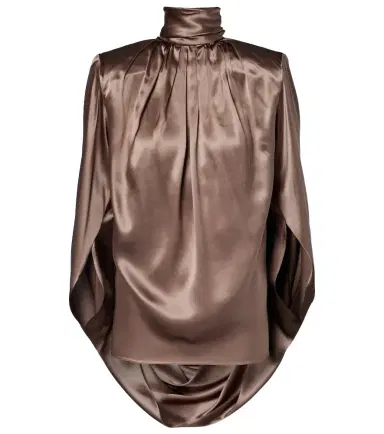 Mugler Draped silk-blend satin top | Thumbnail 1