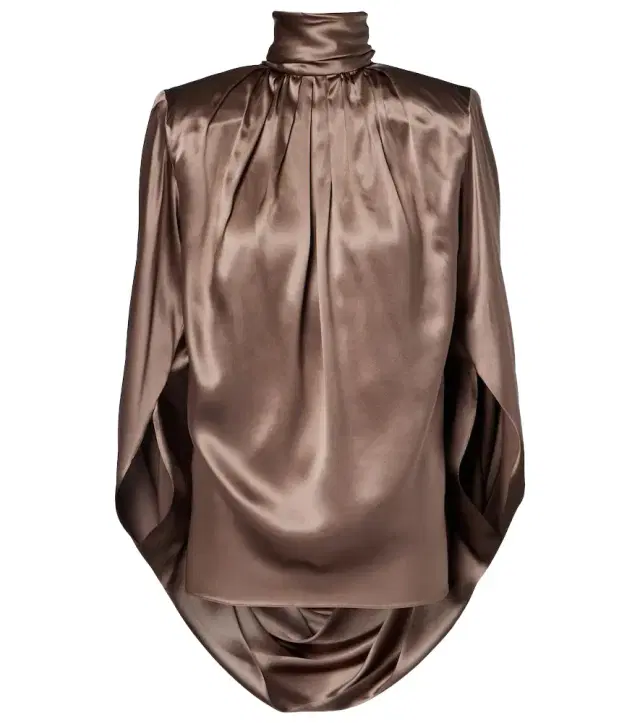 Draped silk-blend satin top