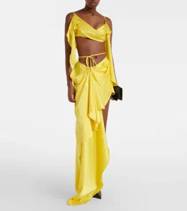 David Koma Draped satin top and skirt set | Thumbnail 3