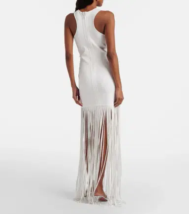David Koma Fringed ribbed-knit maxi dress | Thumbnail 4