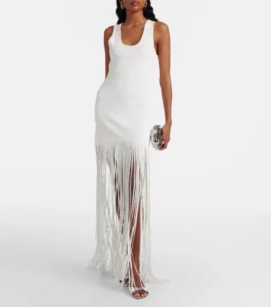 David Koma Fringed ribbed-knit maxi dress | Thumbnail 5
