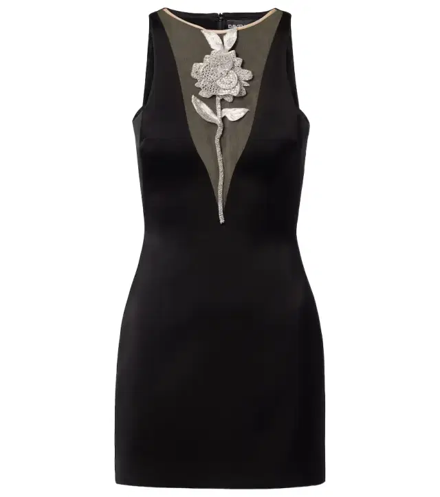 Embellished floral satin minidress