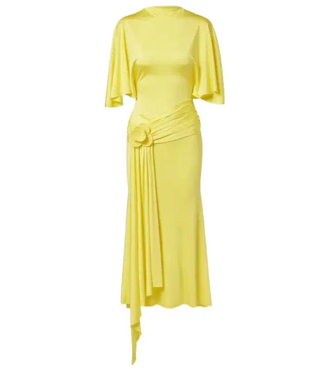 Floral-appliqué jersey cocktail dress
