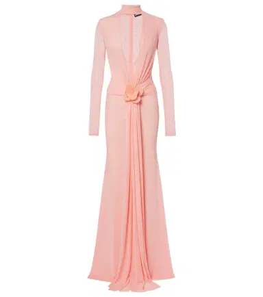 David Koma Draped floral-appliqué mesh gown | Thumbnail 1 David Koma Draped floral-appliqué mesh gown | Thumbnail 1
