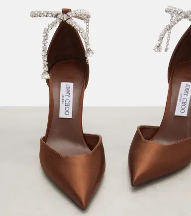 Jimmy Choo Stevie 100 crystal-embellished satin pumps | Thumbnail 3