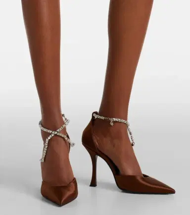 Jimmy Choo Stevie 100 crystal-embellished satin pumps | Thumbnail 5