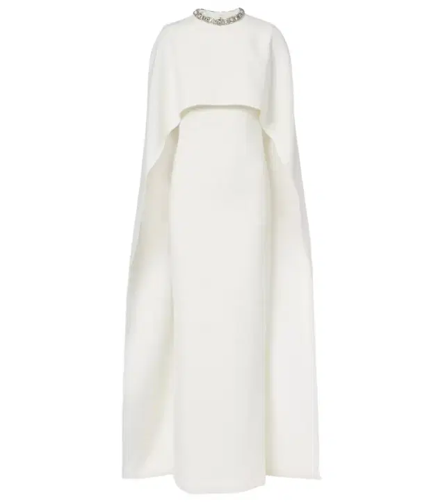 Roland Mouret Crystal-embellished caped crêpe gown