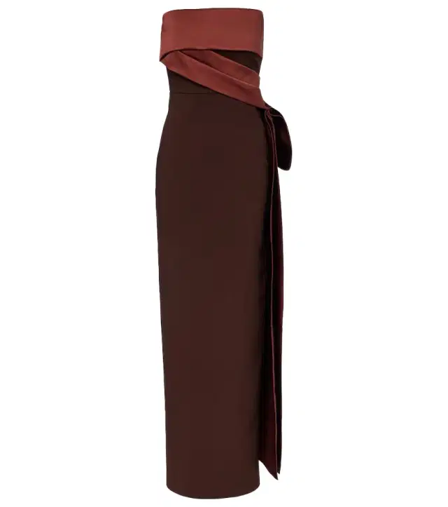 Crêpe and taffeta bustier gown