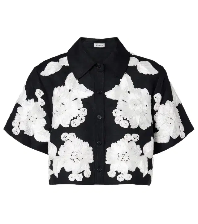 Callie embroidered linen-blend shirt