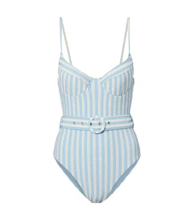 Simkhai Noa belted striped swimsuit