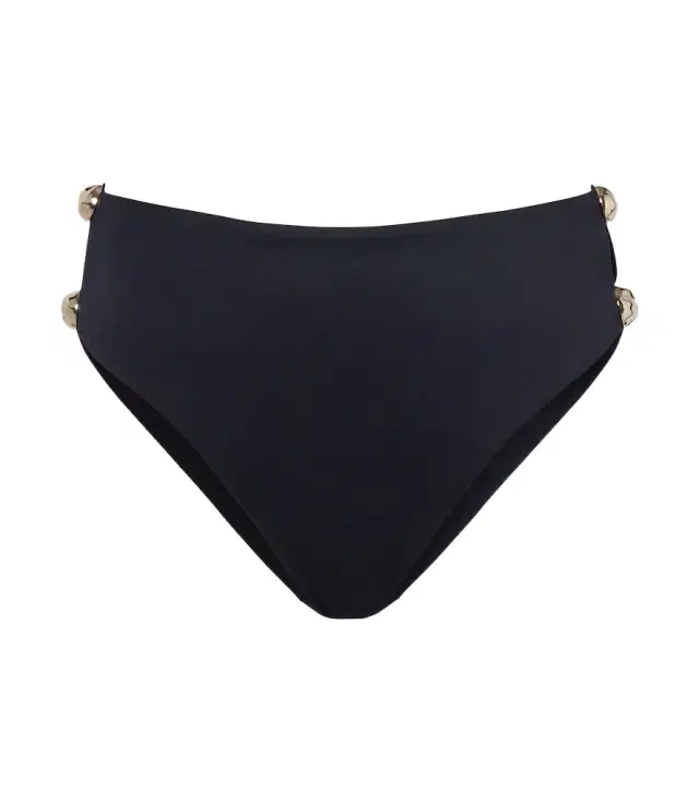 Embellished high-rise bikini bottoms