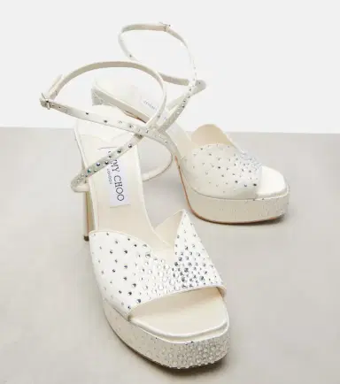 Jimmy Choo Karli embellished satin platform sandals | Thumbnail 3