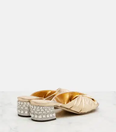 Jimmy Choo Mala embellished metallic leather mules | Thumbnail 2