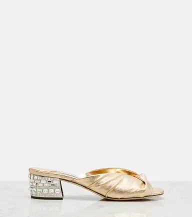Jimmy Choo Mala embellished metallic leather mules | Thumbnail 4
