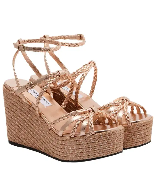 Nyra braided leather espadrille wedges