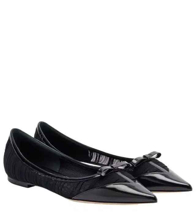 Love leather-trimmed mesh ballet flats