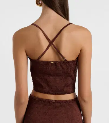 Poupette St Barth Palmire satin crop top | Thumbnail 2