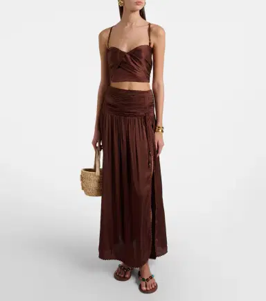 Poupette St Barth Palmire satin crop top | Thumbnail 3