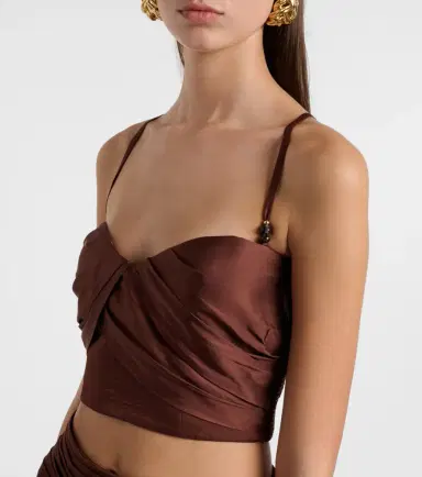 Poupette St Barth Palmire satin crop top | Thumbnail 4