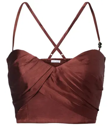 Poupette St Barth Palmire satin crop top | Thumbnail 1