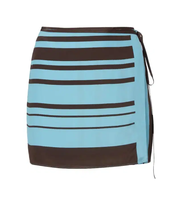 SIR Rioja striped silk crêpe wrap skirt