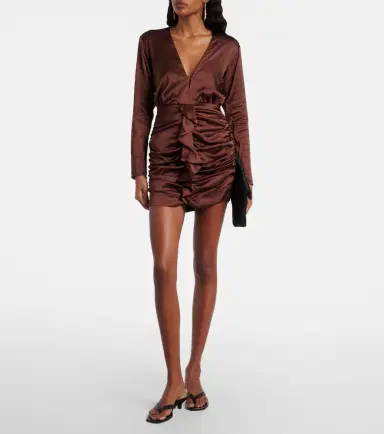 Poupette St Barth Ruffled satin minidress | Thumbnail 3 Poupette St Barth Ruffled satin minidress | Thumbnail 3