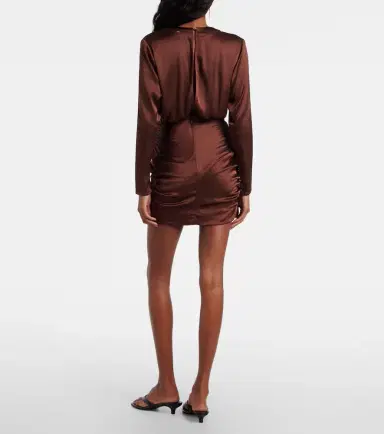 Poupette St Barth Ruffled satin minidress | Thumbnail 5 Poupette St Barth Ruffled satin minidress | Thumbnail 5