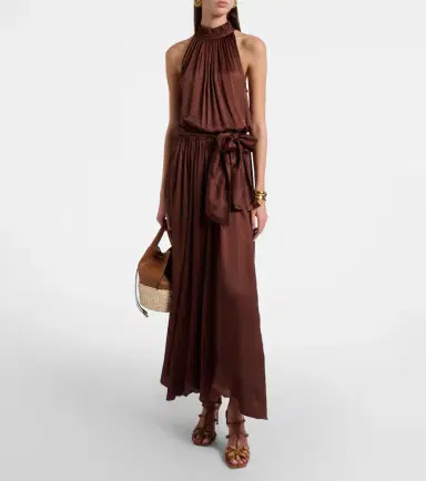 Poupette St Barth Nina halterneck satin maxi dress | Thumbnail 5