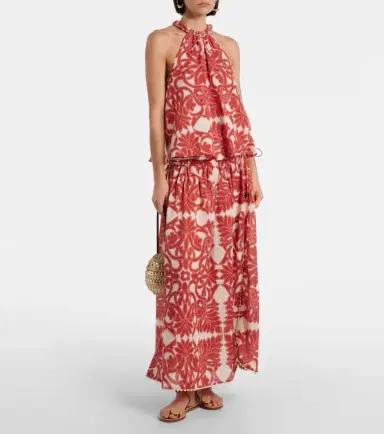 Poupette St Barth Noreen printed halterneck cotton top | Thumbnail 3