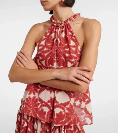 Poupette St Barth Noreen printed halterneck cotton top | Thumbnail 4