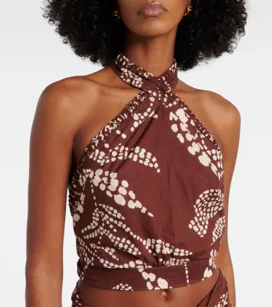 Poupette St Barth Suma printed cotton crop top | Thumbnail 2