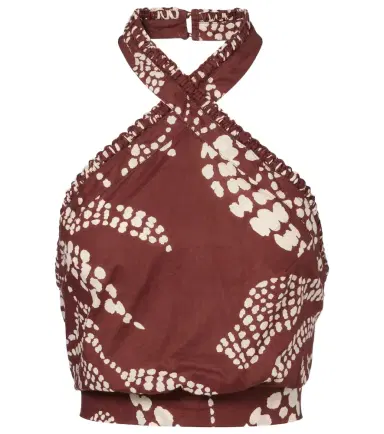Poupette St Barth Suma printed cotton crop top | Thumbnail 1