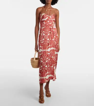 Poupette St Barth Collina printed satin midi dress | Thumbnail 2