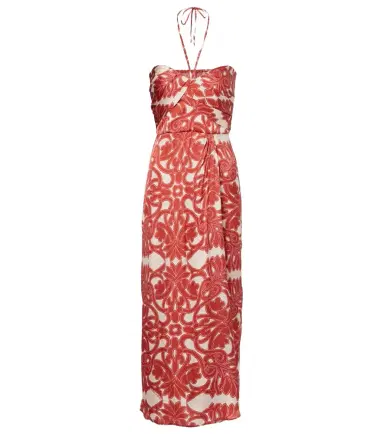 Poupette St Barth Collina printed satin midi dress | Thumbnail 1