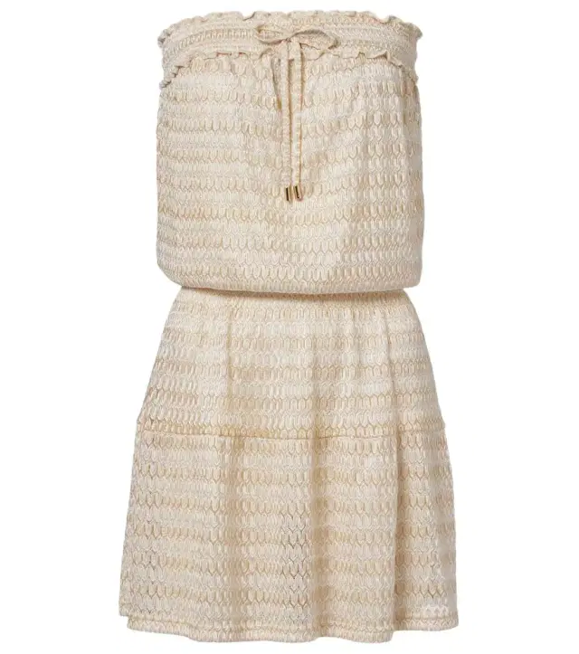 Isla off-shoulder lamé minidress