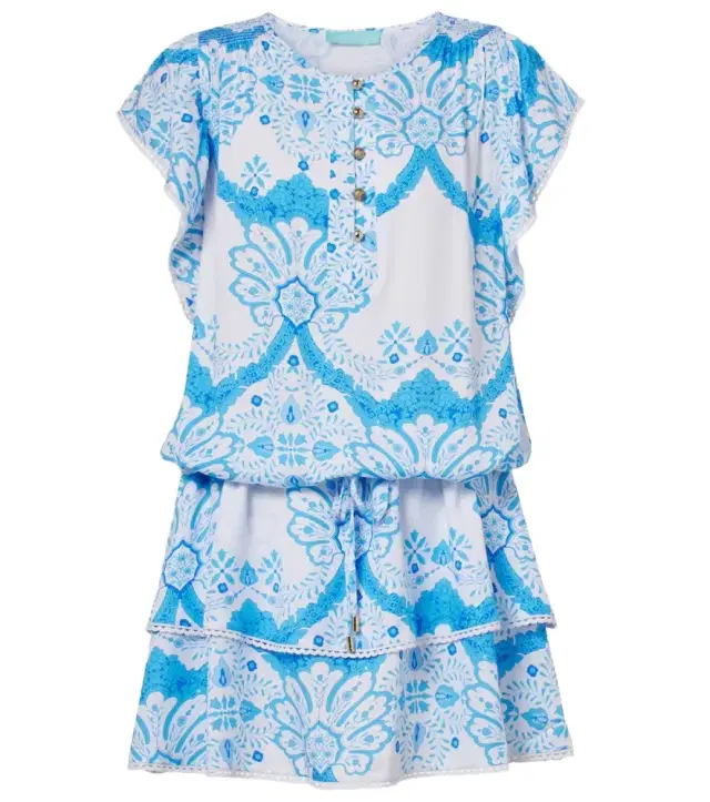 Melissa Odabash Lenni printed tiered minidress