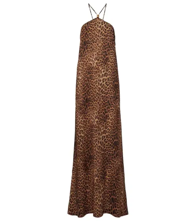 Melissa Odabash Sage leopard-print halterneck maxi dress