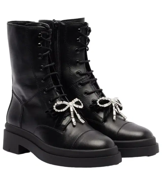 Averi bow-detail leather lace-up boots