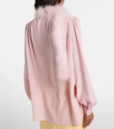 Valentino Feather-trimmed silk shirt | Thumbnail 6 Valentino Feather-trimmed silk shirt | Thumbnail 6