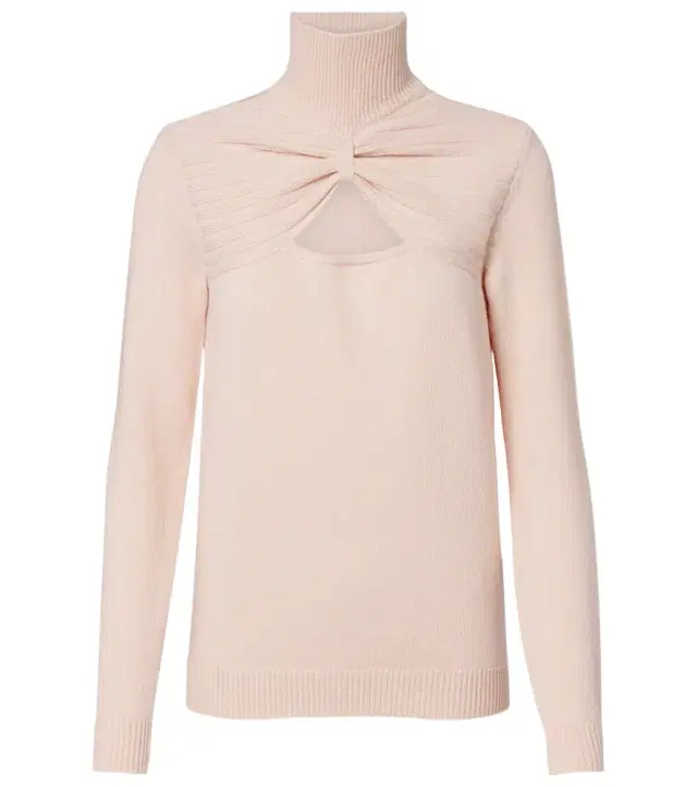 Valentino Cutout gathered virgin wool turtleneck sweater