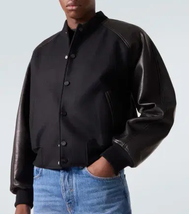 Givenchy Leather-trimmed wool bomber jacket | Thumbnail 4 Givenchy Leather-trimmed wool bomber jacket | Thumbnail 4