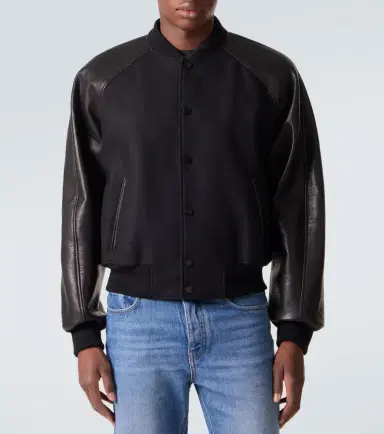 Givenchy Leather-trimmed wool bomber jacket | Thumbnail 7 Givenchy Leather-trimmed wool bomber jacket | Thumbnail 7