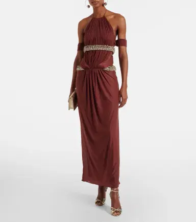 The New Arrivals Ilkyaz Ozel Crystal-embellished cutout halterneck gown | Thumbnail 2