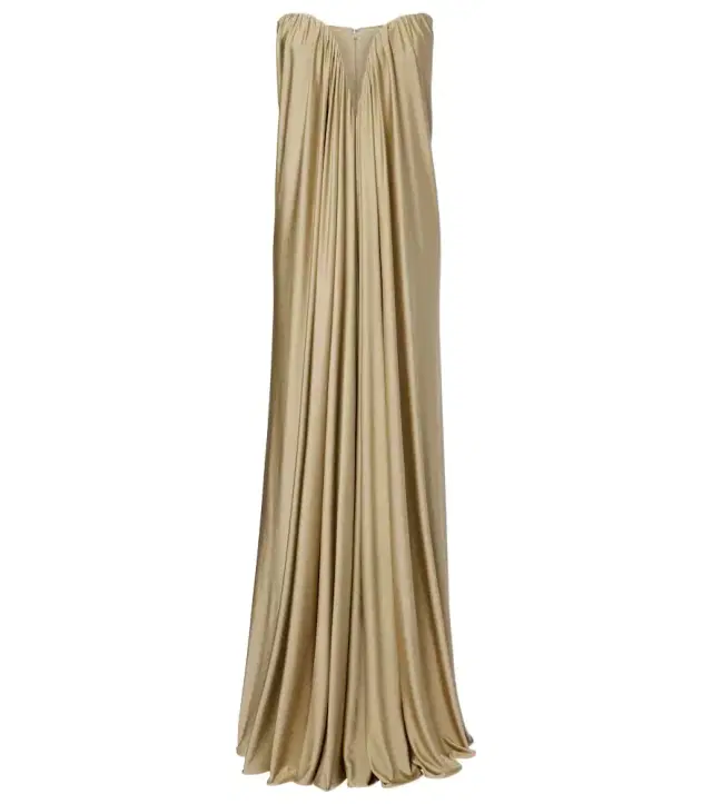 Olivienne pleated strapless gown