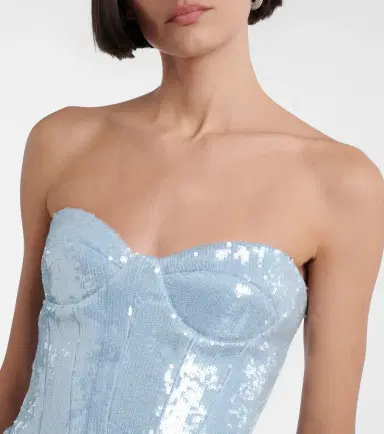 The New Arrivals Ilkyaz Ozel Pamela sequined draped strapless minidress | Thumbnail 2