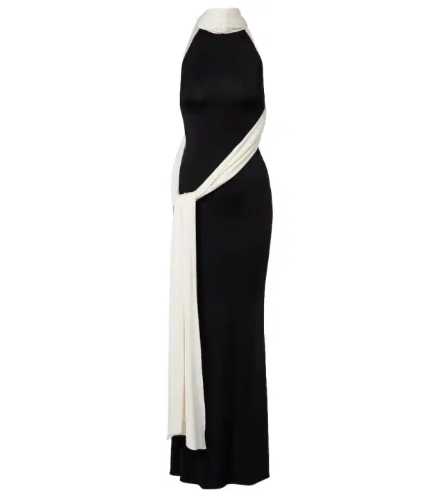 The New Arrivals Ilkyaz Ozel Leia scarf-detail halterneck gown