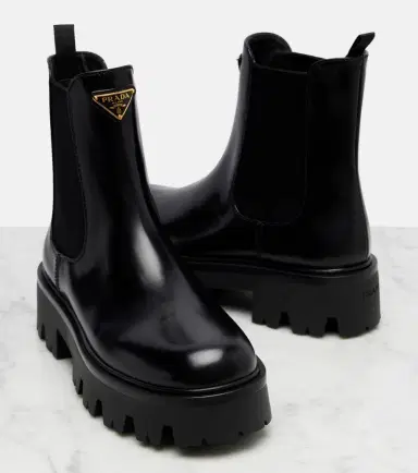 Prada Logo leather platform Chelsea boots | Thumbnail 5