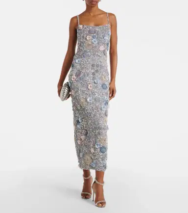 RACHEL GILBERT Embellished floral-appliqué midi dress | Thumbnail 3