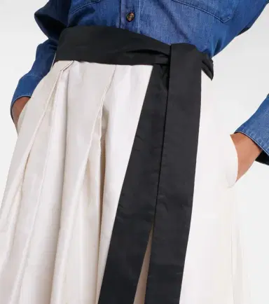 'S Max Mara 'S Max Mara Baschi pleated cotton-blend midi skirt | Thumbnail 3