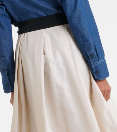 'S Max Mara 'S Max Mara Baschi pleated cotton-blend midi skirt | Thumbnail 4